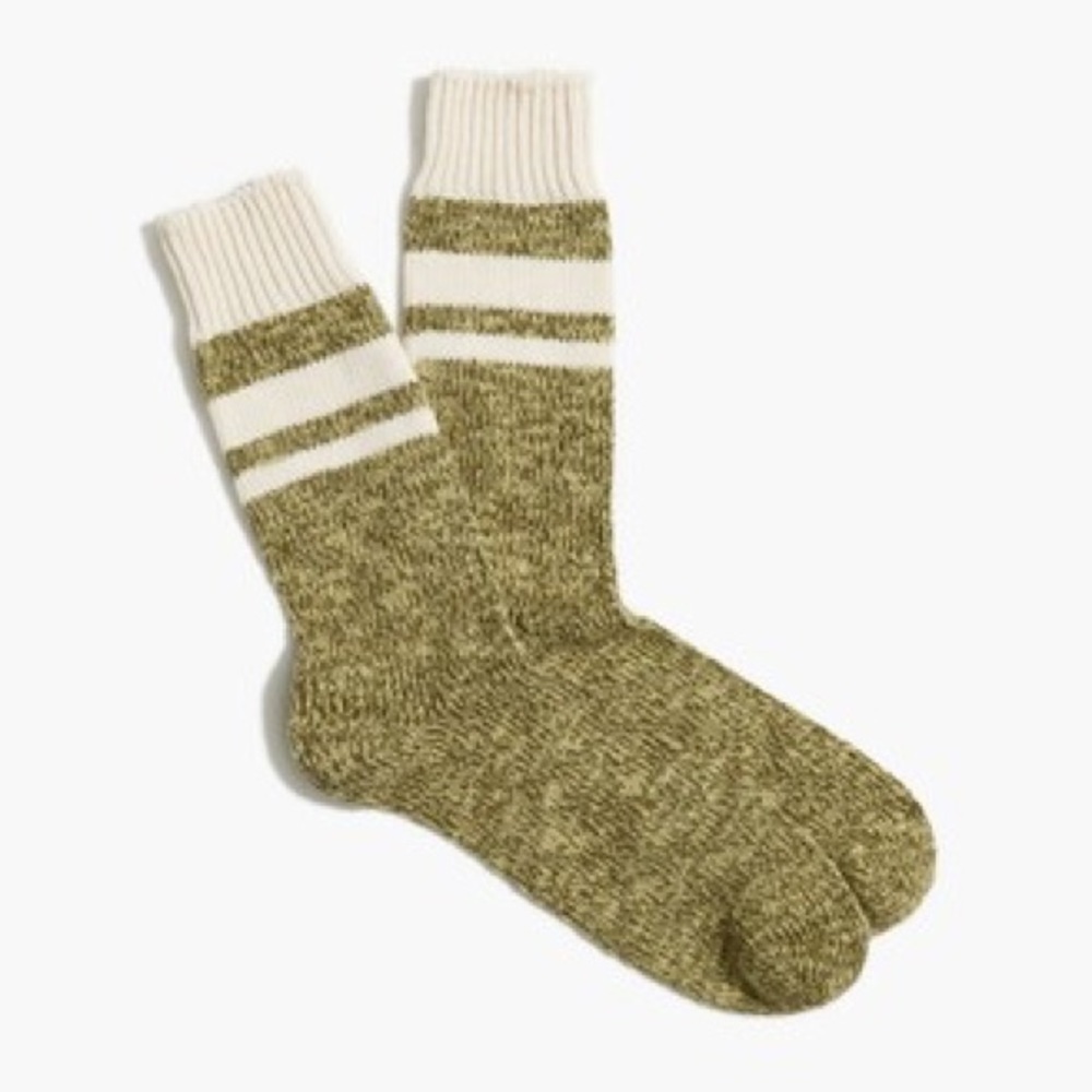 NWT J. Crew Marled Green-Striped Camp Socks